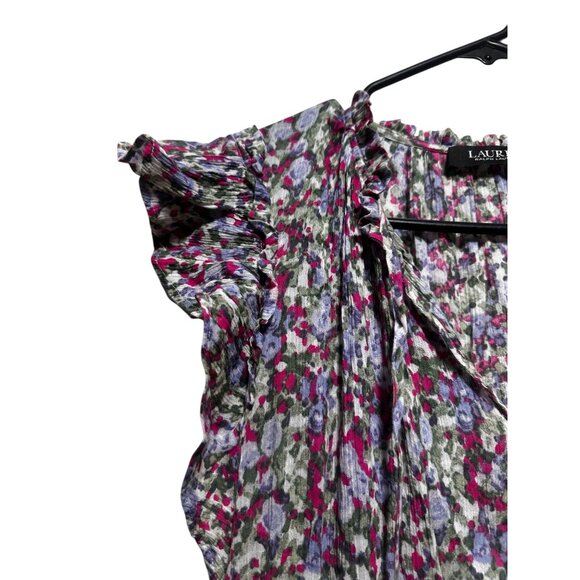 Ralph Lauren Floral Crinkle Tiered Dress Women 6 Ruffle Midi Dainty Peasant Farm - Picture 11 of 14